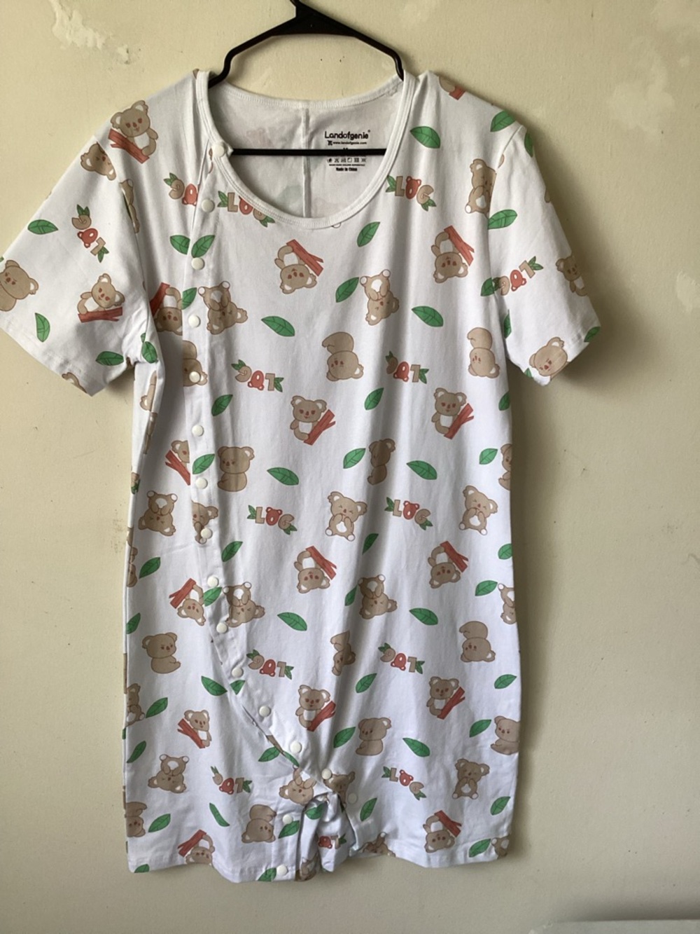 Landofgenie White Bear Print Romper